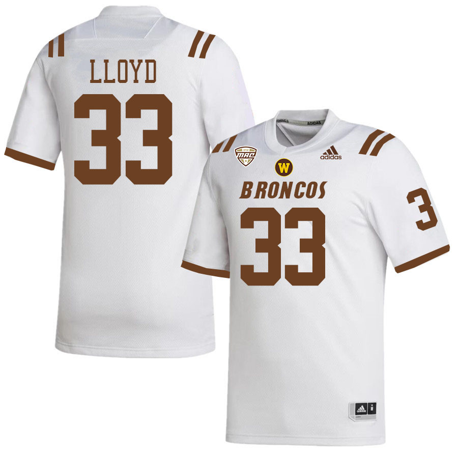 #33 Joshua Lloyd Western Michigan Broncos College Football Jerseys Stitched-White